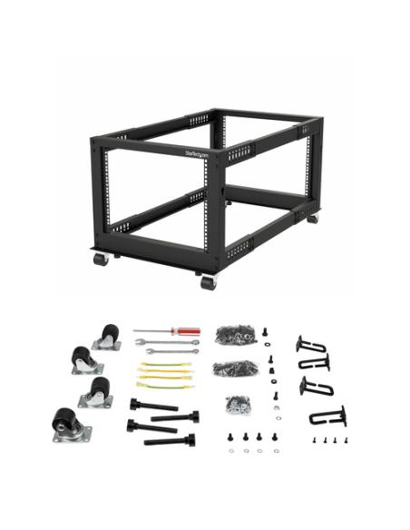 StarTech.com Rack 8U Móvil de Marco Abierto de 4 Columnas para Servidores - Rack de 19 Pulgadas para Equipo de Red e Informático