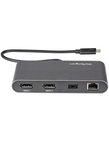 StarTech.com Mini Dock Thunderbolt 3 - Docking Station Portátil para 2 Monitores con DP 4K 60Hz, 1x Hub USB-A (USB 3.0/5 Gbps), 