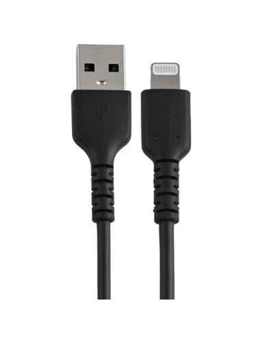 StarTech.com Cable Resistente USB-A a Lightning de 15 cm Negro - Cable de Sincronización y Carga USB Tipo A a Lightning con Fibr