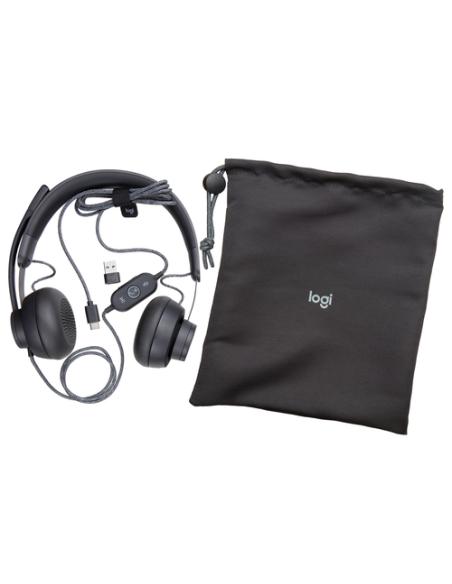 Logitech 981-000870 auricular y casco Auriculares Alámbrico Diadema Llamadas/Música USB Tipo C Grafito