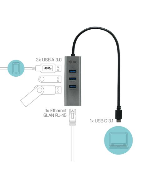 i-tec Metal USB-C HUB 3 Port + Gigabit Ethernet Adapter