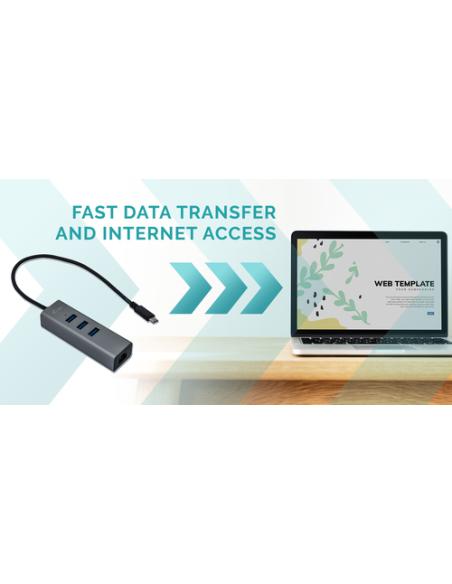i-tec Metal USB-C HUB 3 Port + Gigabit Ethernet Adapter