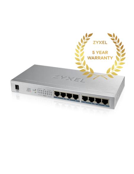 Zyxel GS1008HP No administrado Gigabit Ethernet (10/100/1000) Energía sobre Ethernet (PoE) Gris