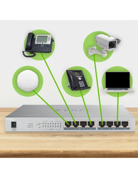Zyxel GS1008HP No administrado Gigabit Ethernet (10/100/1000) Energía sobre Ethernet (PoE) Gris