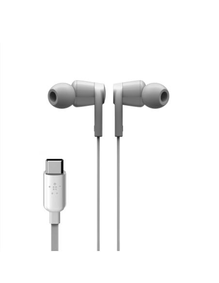 Belkin ROCKSTAR Auriculares Alámbrico Dentro de oído Llamadas/Música USB Tipo C Blanco