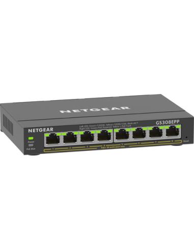 NETGEAR 8-Port Gigabit Ethernet High-Power PoE+ Plus Switch (GS308EPP) Gestionado L2/L3 Gigabit Ethernet (10/100/1000) Energía s