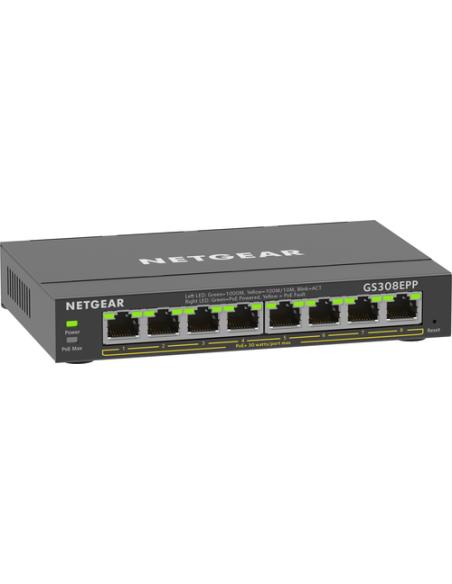 NETGEAR 8-Port Gigabit Ethernet High-Power PoE+ Plus Switch (GS308EPP) Gestionado L2/L3 Gigabit Ethernet (10/100/1000) Energía s