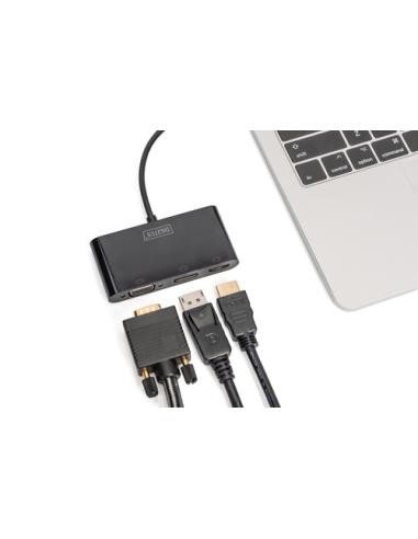 Digitus Adaptador de monitor triple USB-C™ 3 en 1 (HDMI, DP, VGA)