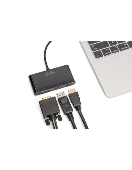 Digitus Adaptador de monitor triple USB-C™ 3 en 1 (HDMI, DP, VGA)