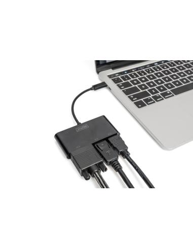Digitus Adaptador de monitor triple USB-C™ 3 en 1 (HDMI, DP, VGA)