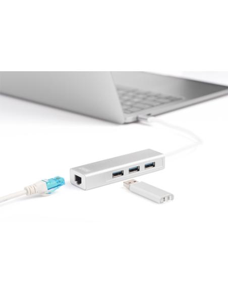 Digitus Hub de USB 3.0 Type-C™ con Gigabit Ethernet