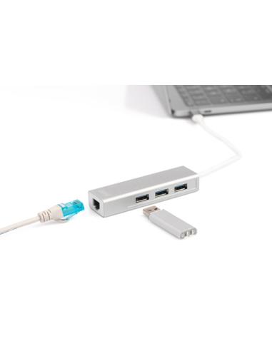 Digitus Hub de USB 3.0 Type-C™ con Gigabit Ethernet