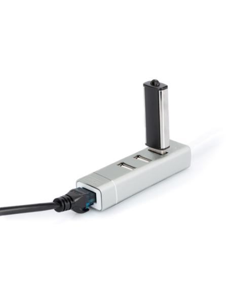 Digitus Concentrador USB 2.0 de 3 puertos y adaptador LAN Fast Ethernet con conexión Type-C™