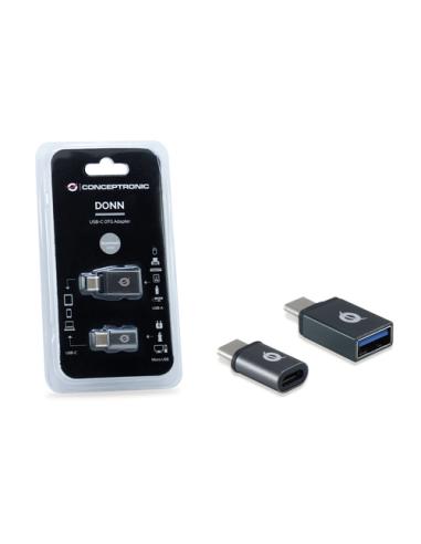Conceptronic DONN04G cambiador de género para cable USB 3.1 Gen 1 Type-C, USB 2.0 Type-C USB 3.1 Gen 1 Type-A, USB 2.0 Micro Neg