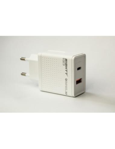 Eightt EQC3 cargador de dispositivo móvil Universal Blanco Corriente alterna Carga rápida Interior