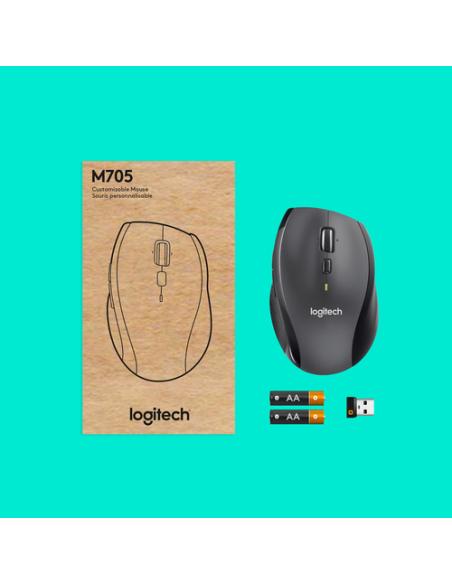 Logitech Customizable Mouse M705 ratón Oficina mano derecha RF inalámbrico Óptico 1000 DPI