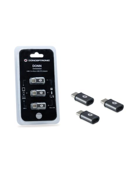 Conceptronic DONN05G cambiador de género para cable USB 2.0 Type-C USB 2.0 Micro Negro