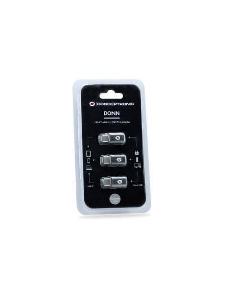 Conceptronic DONN05G cambiador de género para cable USB 2.0 Type-C USB 2.0 Micro Negro
