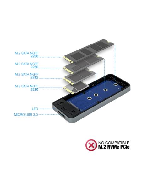 TooQ TQE-2281G caja para disco duro externo Caja externa para unidad de estado sólido (SSD) Gris M.2