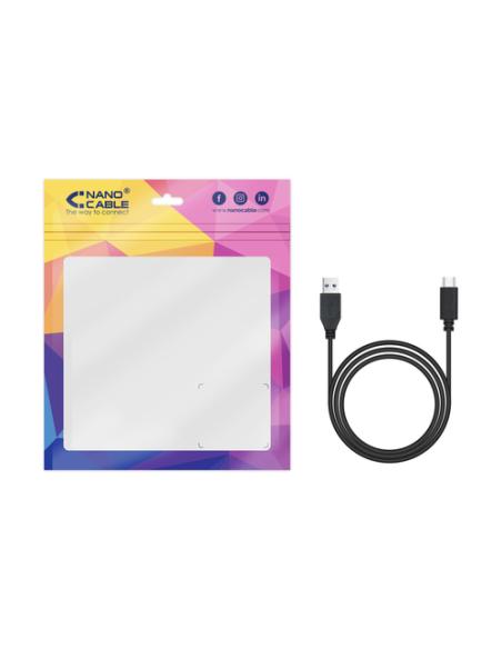 Nanocable Cable USB 3.1 Gen2 10Gbps 3A, tipo USB-C/M-A/M, negro, 0.5 m