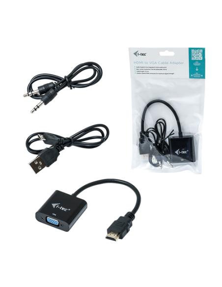 i-tec HDMI2VGAADA adaptador de cable de vídeo 0,15 m HDMI VGA Negro