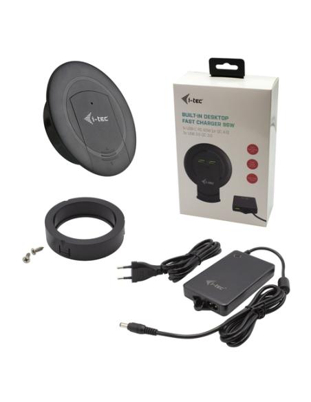 i-tec Built-in Desktop Fast Charger, USB-C PD 3.0 + 3x USB 3.0 QC3.0, 96 W