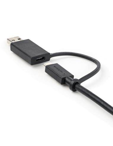 StarTech.com Cable USB-C de 1m con Llave Adaptador (Dongle) a USB-A - Cable Híbrido USB Tipo C a USBC (10Gbps y PD de 100W) o US