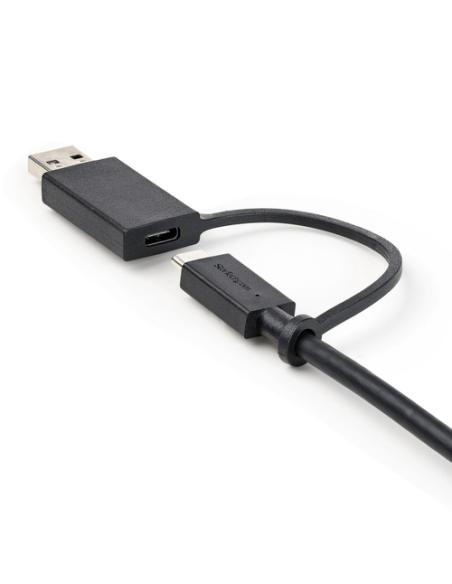 StarTech.com Cable USB-C de 1m con Llave Adaptador (Dongle) a USB-A - Cable Híbrido USB Tipo C a USBC (10Gbps y PD de 100W) o US