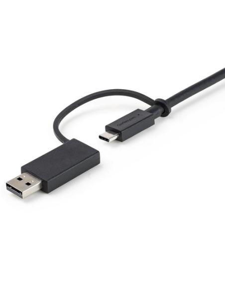 StarTech.com Cable USB-C de 1m con Llave Adaptador (Dongle) a USB-A - Cable Híbrido USB Tipo C a USBC (10Gbps y PD de 100W) o US