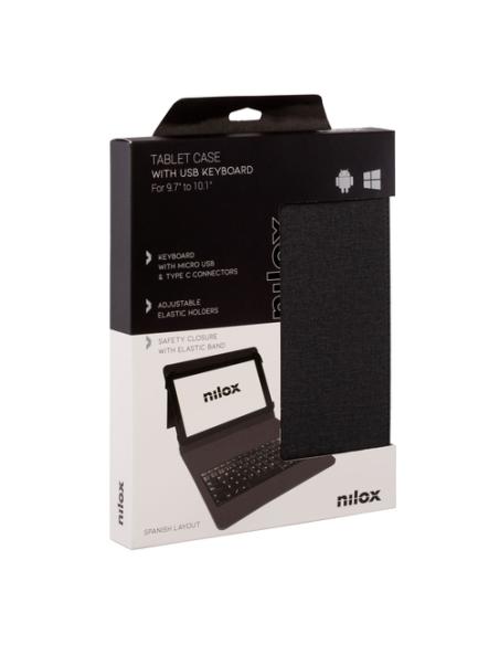 Nilox FUNDA TECLADO USB DE 9,7" A 10.5" NEGRA