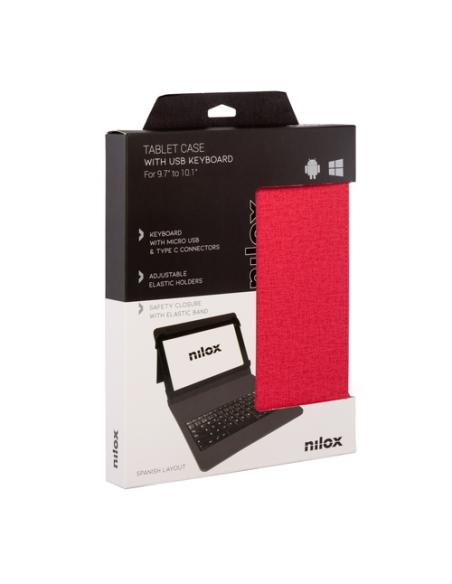 Nilox FUNDA TECLADO USB DE 9,7" A 10.5" ROJA