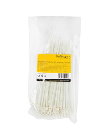 StarTech.com Bridas sujetacables de 20cm con perforación de montaje - 4 mm de ancho, para grupo de cables de 52 mm, soportan 22 