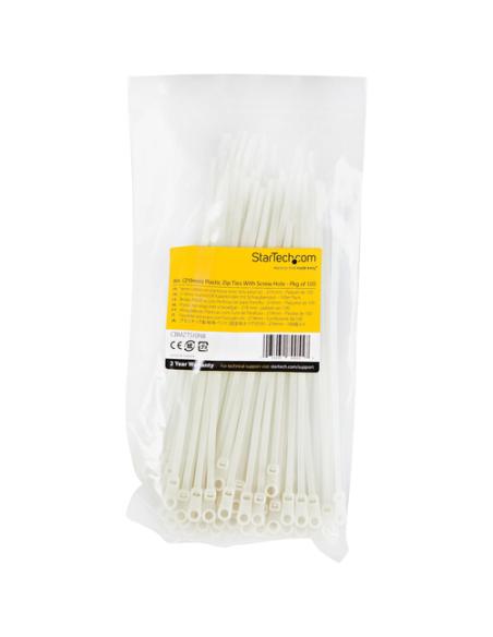StarTech.com Bridas sujetacables de 20cm con perforación de montaje - 4 mm de ancho, para grupo de cables de 52 mm, soportan 22 