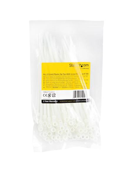 StarTech.com Bridas sujetacables de 15cm con perforación de montaje - 3 mm de ancho, para grupo de cables de 40 mm, soportan 18 