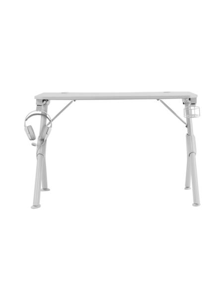 Mars Gaming MGD, Mesa Ergonómica Gaming, Soporte Auriculares y Bebidas, Escritorio PC, 110x60cm, Blanco
