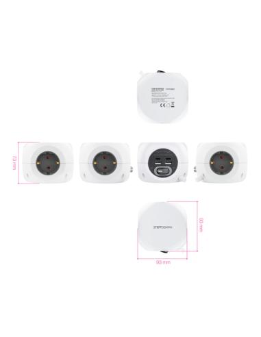 Nanocable Base de 3 enchufes con 4 USB's (2 USB A + 2 USB-C), con interruptor