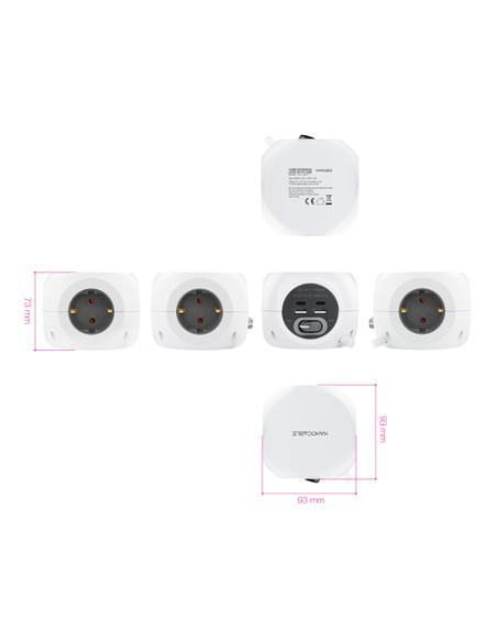 Nanocable Base de 3 enchufes con 4 USB's (2 USB A + 2 USB-C), con interruptor