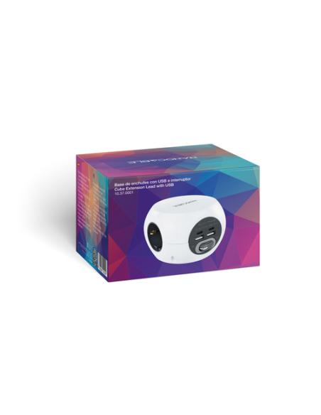 Nanocable Base de 3 enchufes con 4 USB's (2 USB A + 2 USB-C), con interruptor