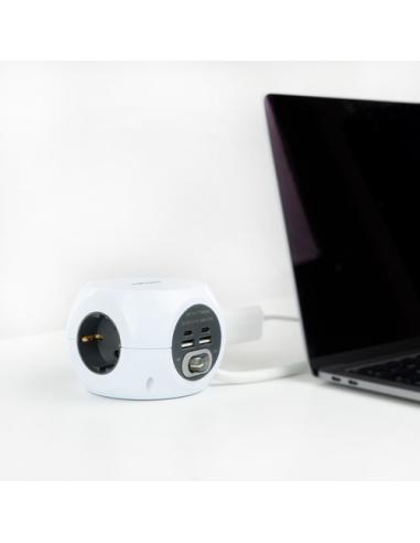 Nanocable Base de 3 enchufes con 4 USB's (2 USB A + 2 USB-C), con interruptor