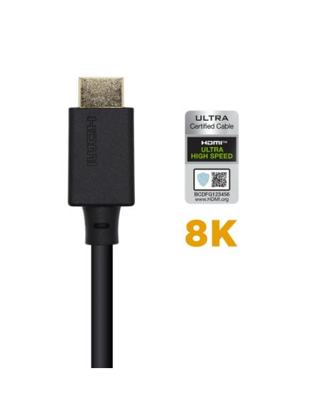 AISENS Cable HDMI V2.1 Ultra Alta Velocidad / HEC Certificado 8k@60Hz 48Gbps, A/M-A/M, Negro, 2.0m