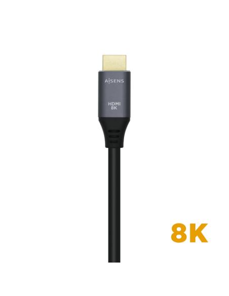 AISENS Cable HDMI V2.1 Ultra Alta Velocidad / HEC 8k@60Hz 48Gbps, A/M-A/M, Gris/Negro, 3.0m