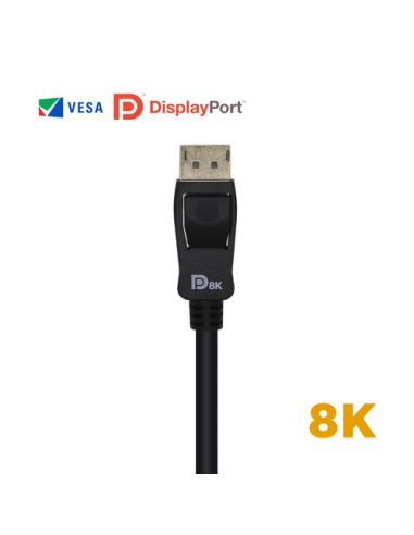 AISENS Cable Displayport Certificado V1.4 8k@60hz, DP/M-DP/M, Negro, 1.0m