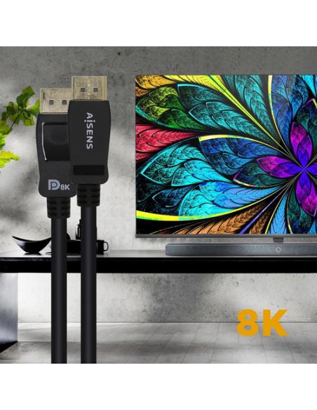 AISENS Cable Displayport Certificado V1.4 8k@60hz, DP/M-DP/M, Negro, 1.0m