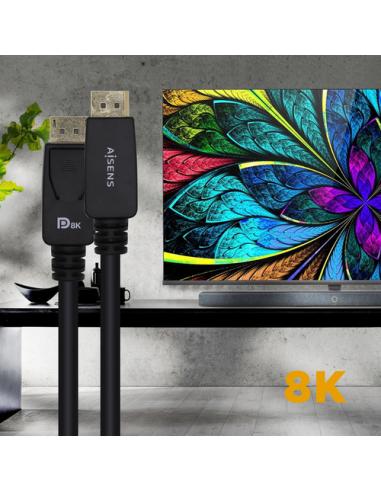 AISENS Cable Displayport Certificado V1.4 8k@60hz, DP/M-DP/M, Negro, 3.0m