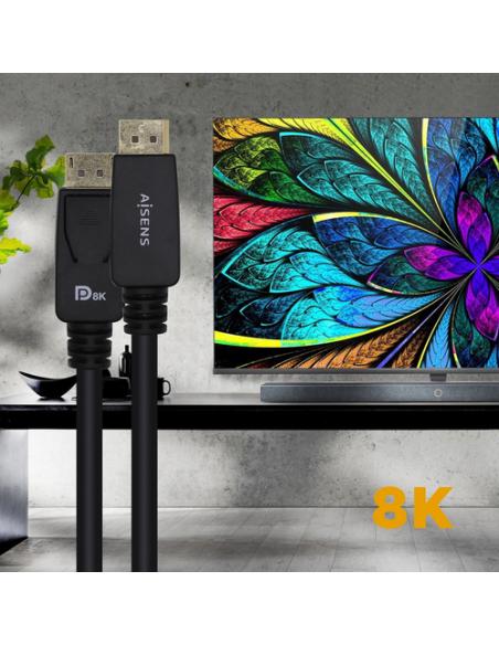 AISENS Cable Displayport Certificado V1.4 8k@60hz, DP/M-DP/M, Negro, 3.0m