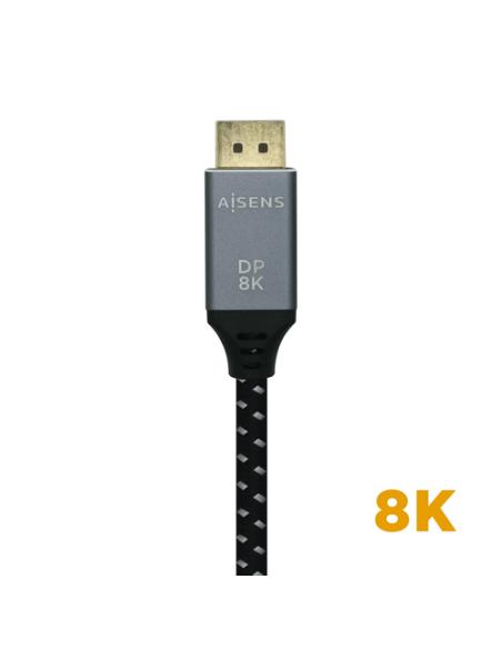 AISENS Cable Displayport V1.4 8k@60hz, DP/M-DP/M, Gris/Negro, 1.0m