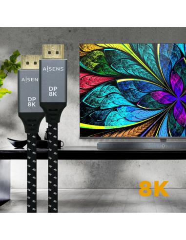 AISENS Cable Displayport V1.4 8k@60hz, DP/M-DP/M, Gris/Negro, 3.0m