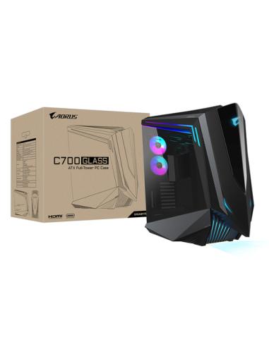 GIGABYTE AORUS C700 GLASS Caja de PC – Torre completa, compatible con hasta E-ATX y radiadores de 420 mm, 5 ventiladores de 120 