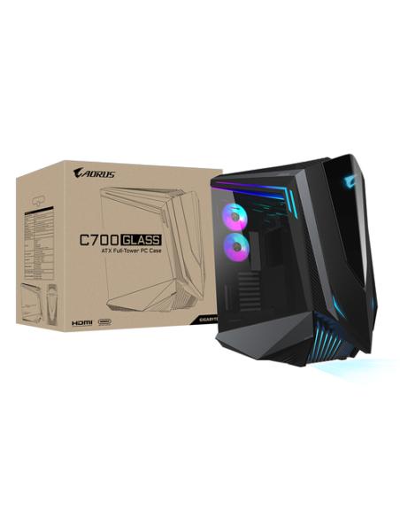 GIGABYTE AORUS C700 GLASS Caja de PC – Torre completa, compatible con hasta E-ATX y radiadores de 420 mm, 5 ventiladores de 120 