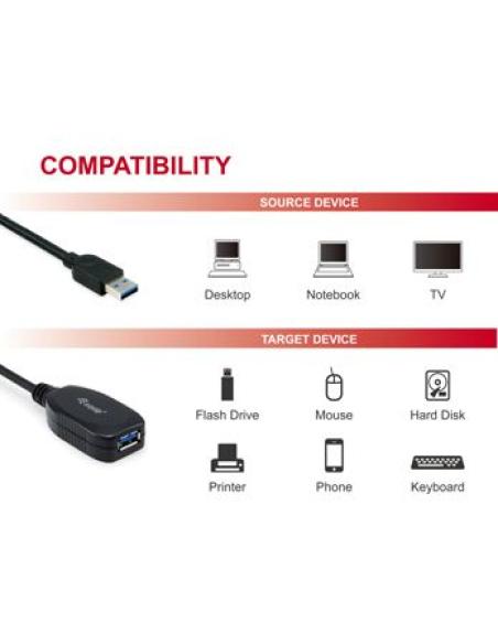 Equip 133347 cable USB USB 3.2 Gen 1 (3.1 Gen 1) 10 m USB A Negro